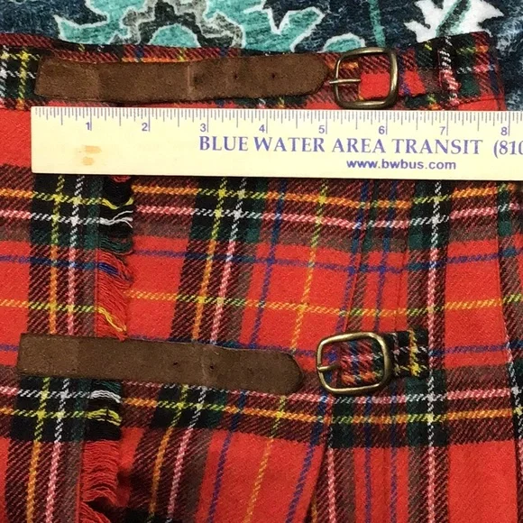 VTG Cambridge Dry Goods Red Tartan Plaid Pleated Wrap Mini Skirt Sz.4 - Picture 9 of 13